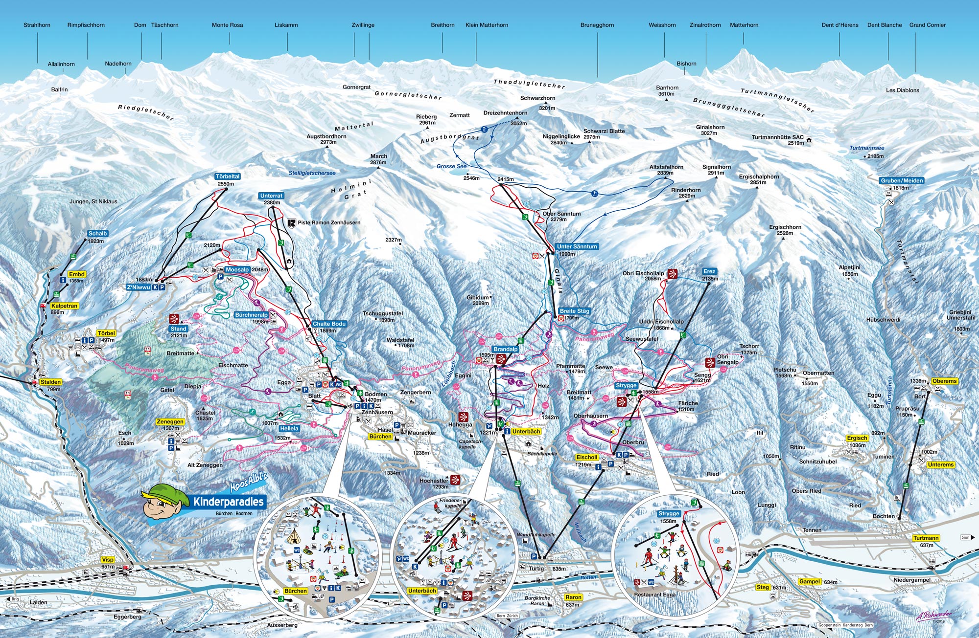 Buerchen Winter Sport Karte Pistenplan Ski Map