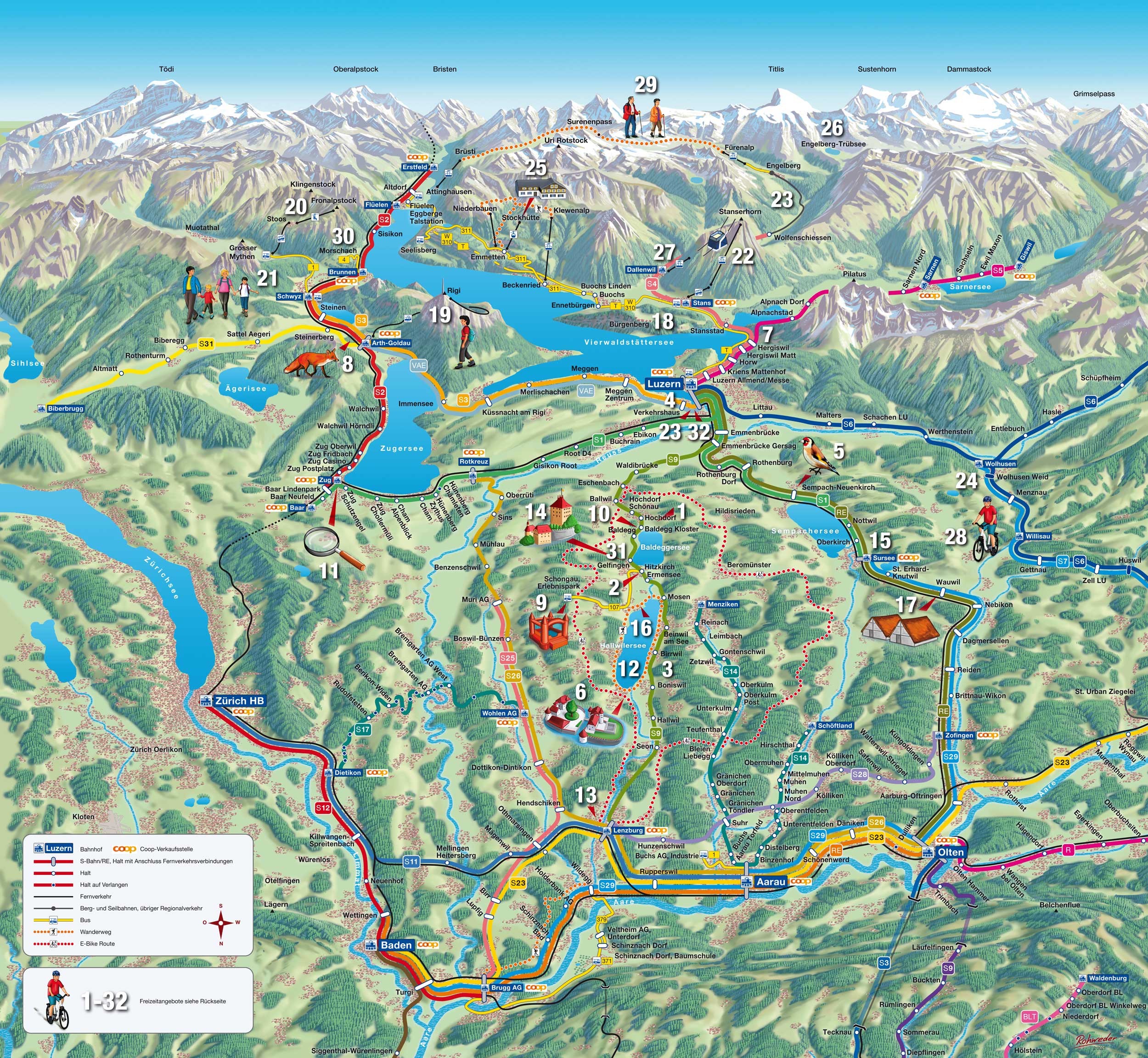 RailAway Zentralschweiz Sommer Karte