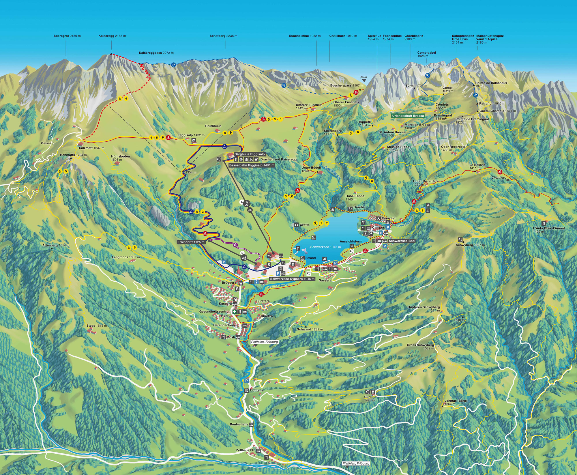 Schwarzsee Sommer Panorama Karte