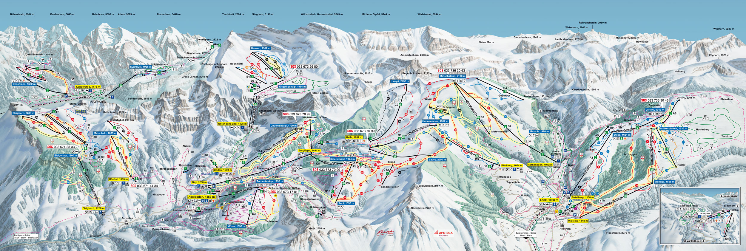 Adelboden Lenk Winter Pistenplan Ski Map