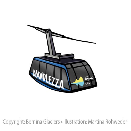 Illustration Benina Glaciers Karte - Diavolezza Gondel 