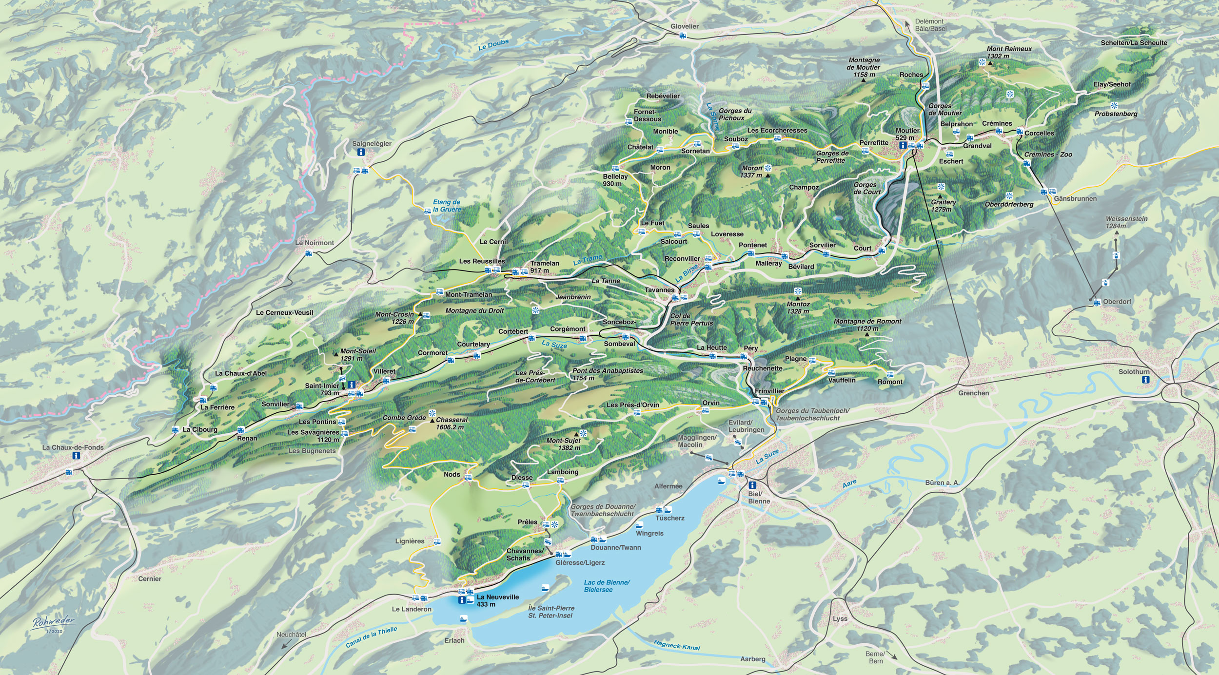Jura Bernois Panoramakarte Carte panoramique