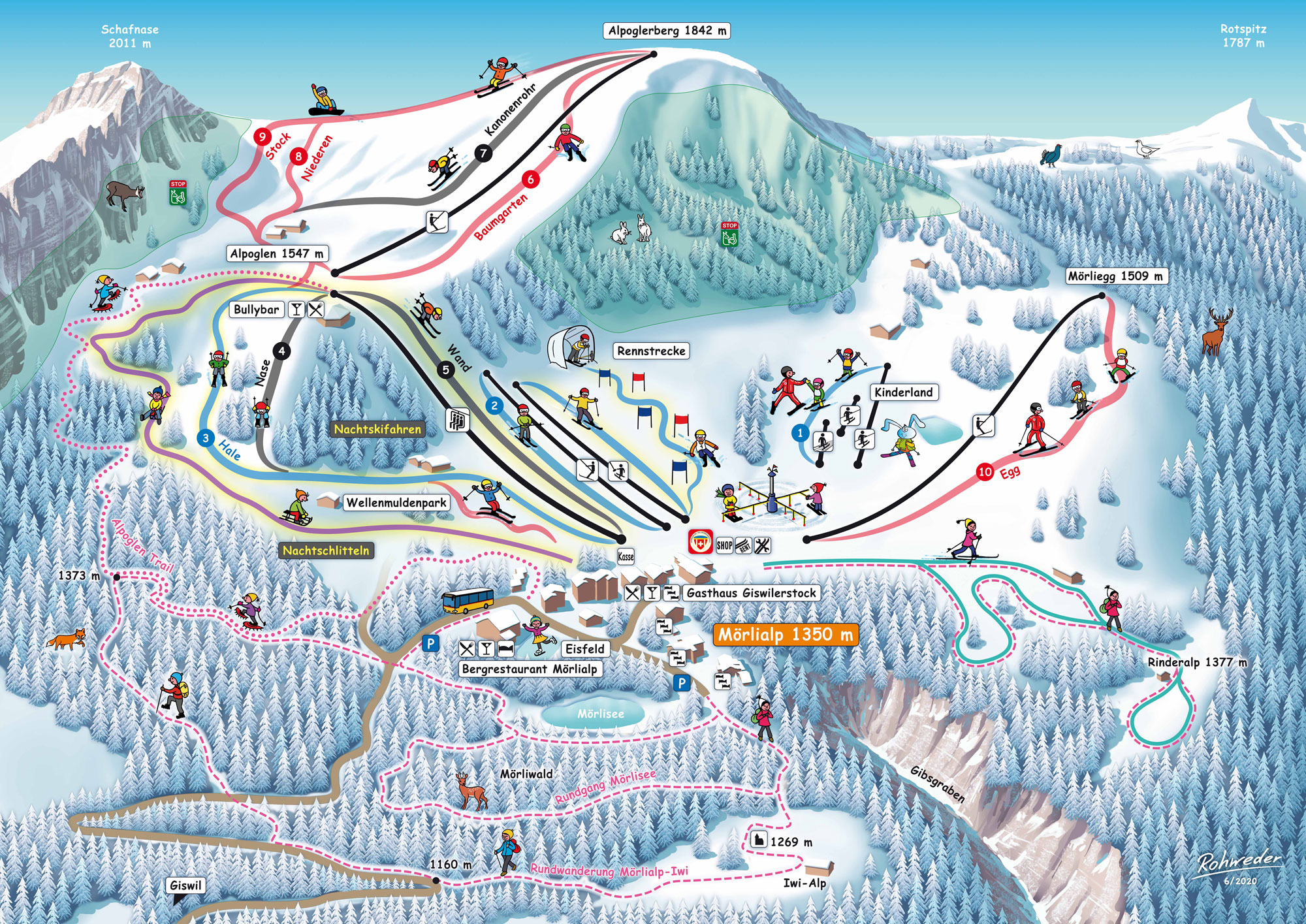 Moerlialp Winter Pistenplan Ski Map