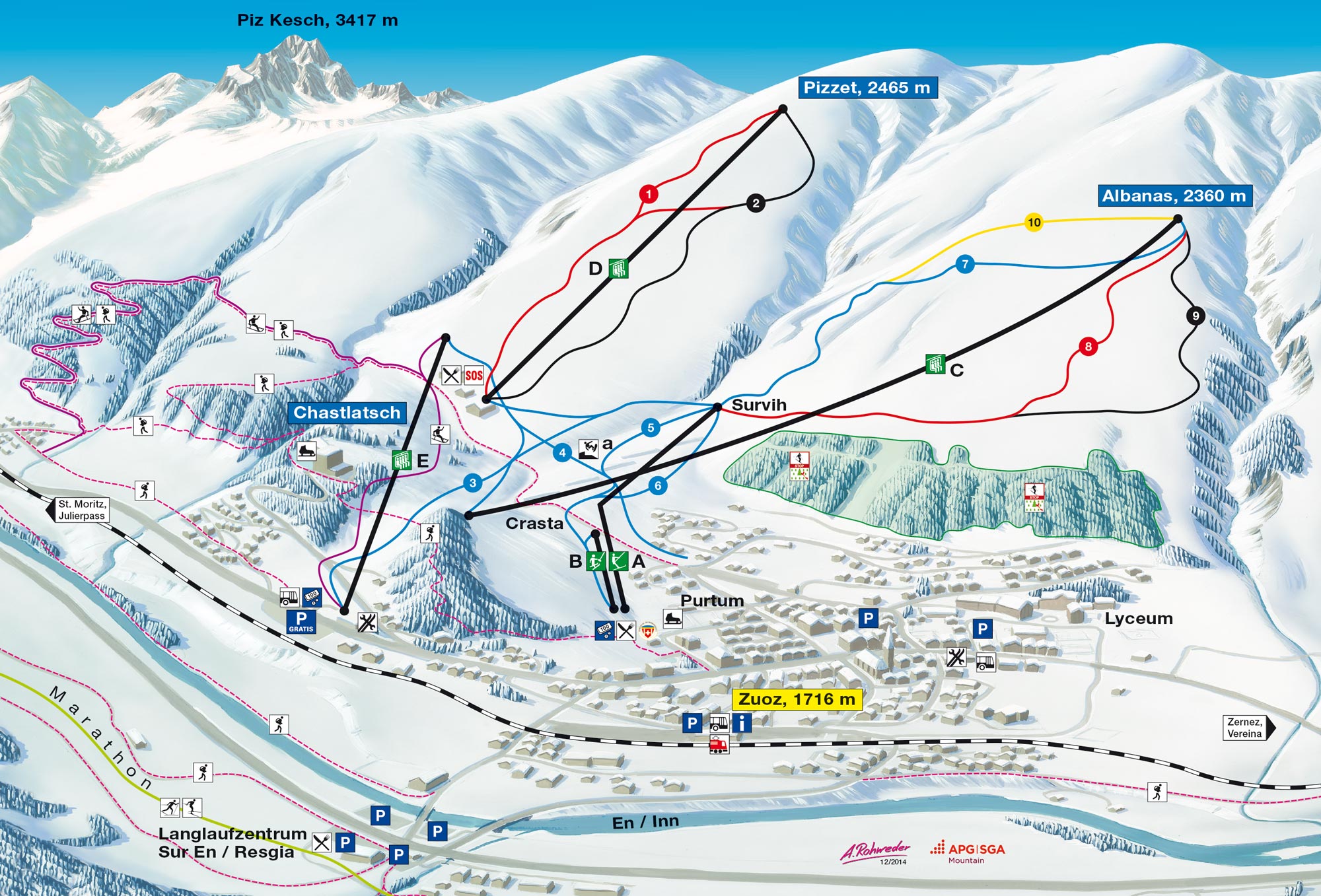 Zuoz Pistenplan Ski Map